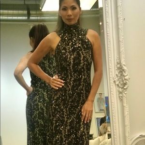 Luxury Designer Black and Nude  Cocktail Dress size small!